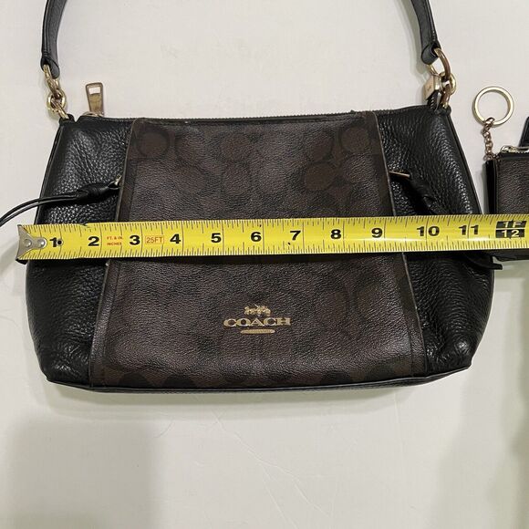 Coach Small Marlon Shoulder Bag In Signature Canvas With Card Holder - Picture 6 of 8